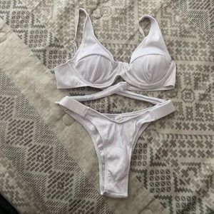 White Ribbed Bathing Suit from store in ASOS, silver detailings. Size Small.